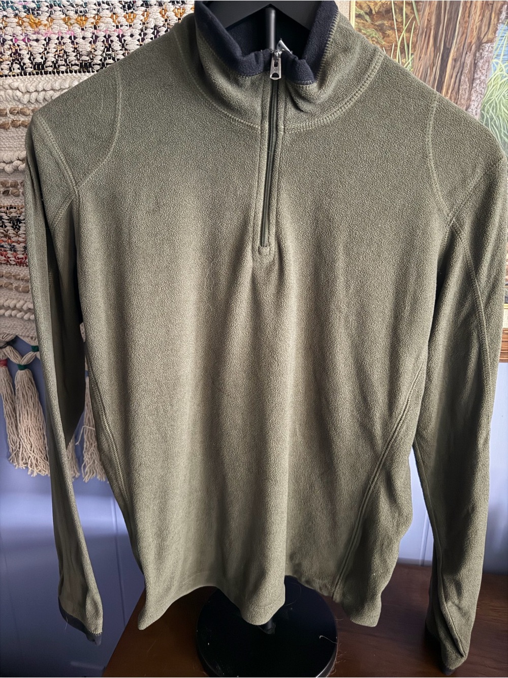 Olive Quarter-Zip Fleece Pullover